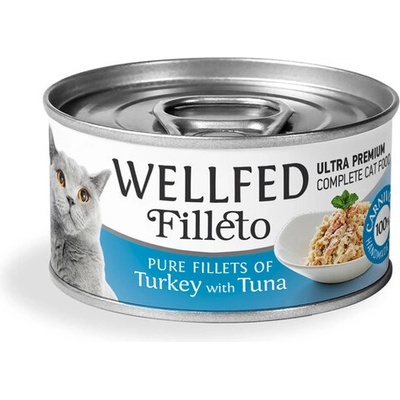 WELLFED Гурме за котки Wellfed Filleto Turkey & Tuna, 70 гр