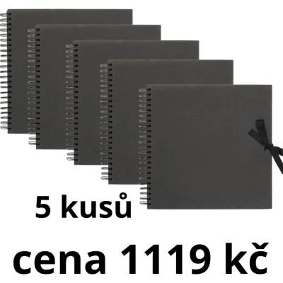 WEST DESIGN PRODUCTS LIMITED 5 kusů West Design Album kroužkové se stuhou 30 × 30 cm (200 g/m2, 42 listů) černé