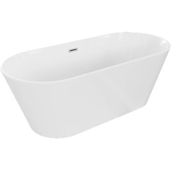 Mexen Flavia свободностояща вана 170 x 75 cm, бяла, преливане четкан никел - 54031708000-97 (54031708000-97)