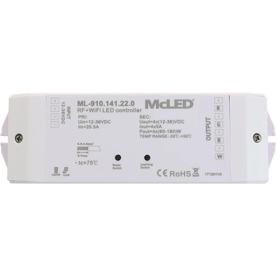 MCLED Přijímač RF a WIFI řízení jasu, CCT,RGBW 4 kanály 4x5A, 12-36V IP20 ML-910.141.22.0