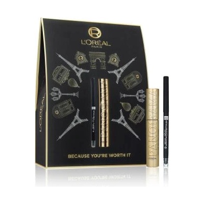 L'Oréal Panorama подаръчен комплект: спирала Panorama 10, 5 ml Black + молив за очи Infaillible Grip 36H Gel Automatic Eye Liner 1, 2 g 001 Intense Black