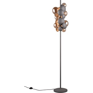 TRIO Подова лампа със стъклен абажур в сиво-златисто (височина 155 cm) Bubble - Trio Select (417400742)
