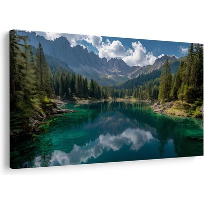 Obraz horské jezero v lese - 150x100