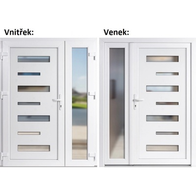 Soft Dvoukřídlé vchodové 6100+Sklo Nisip Bílá/bílá levé 150 x 200 cm