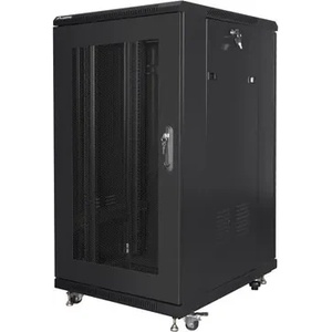 Lanberg Комуникационен шкаф, Lanberg rack cabinet 19" free-standing 22U/600x800 (flat pack) with mesh door black (FF01-6822-23B) - megamag