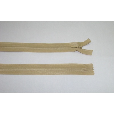 Zips krytý 3mm béžový nedeliteľný 50cm dederon