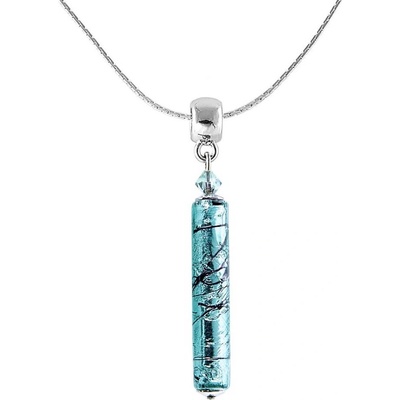 Lampglas turquoise love s ryzím stříbrem v perle NPR10
