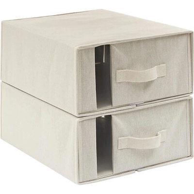 5Five Ľanový úložný skladací box na posteľnú bielizeň, skladací 40,5 x 15,5 x 31,5 cm 2 ks