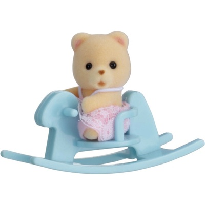 Epoch Toys Sylvanian Families Baby Carry Case Bear On Rocking Horse 5199
