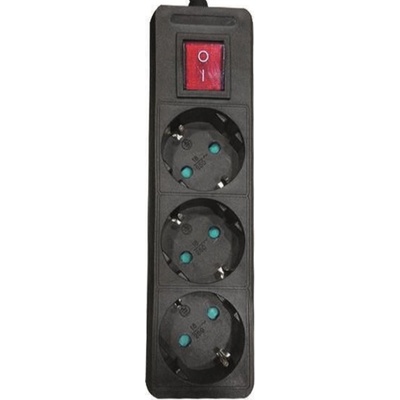 EUROLAMP Разклонител EUROLAMP SA - 10331, 3 гнезда, 1.5m, черен (147-62261)