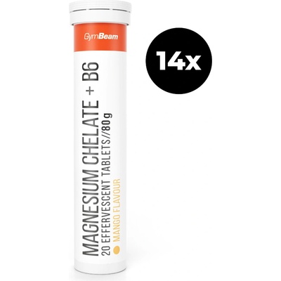 GymBeam Magnézium chelát + B6 šumivý svieže mango 14 x 20 tabliet