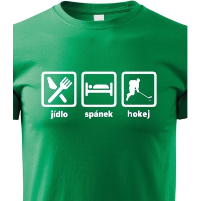 tričko Jídlo spánek hokej Zelená