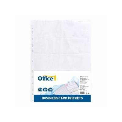 Джоб за визитки Superstore, А4, 10 броя, За 200 визитки - 62 x 100 мм, Пластмаса, Прозрачен, office1_1075180012
