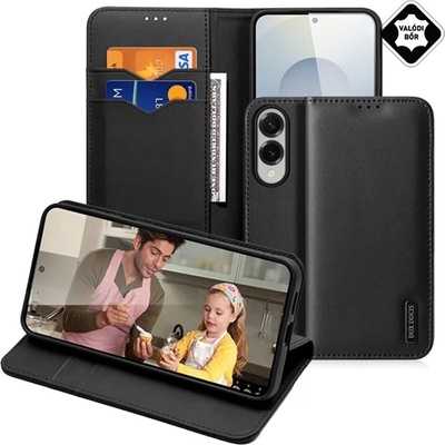 Dux Ducis Samsung S25 Edge DUX DUCIS HIVO калъф, стойка, естествена кожа FLIP, RFID, черен GP-174230 (GP-174230)
