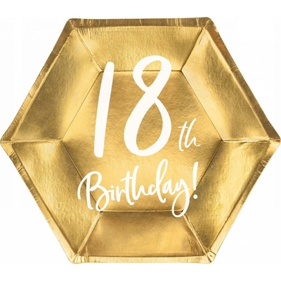PartyDeco TANIERE papierové 18. narodeniny zlaté 20cm