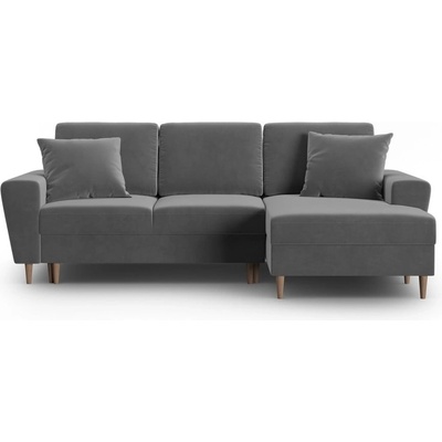 Cosmopolitan Design Светлосив кадифен разтегателен ъглов диван с място за съхранение (десен ъгъл) Kyoto - Cosmopolitan Design (COS_RCF_2_F2_KYOTO8)