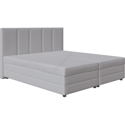 LAMIVEX Тапицирано легло ISABEL 180x200 с пружинен матрак и място за съхранение под матрака, светлосиво (LM0003)