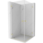 Mexen Lunar-B Двоен душ кабина с врата 90 x 90 см, прозрачна, матирано злато (832-090L-090P-55-00)