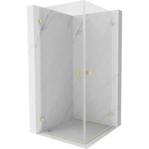 Mexen Lunar-B Двоен душ кабина с врата 90 x 90 см, прозрачна, матирано злато (832-090L-090P-55-00)