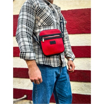 Chekich Мъжка чанта за носене през рамо ch102 - Черно-Червена #366302 (366302_Червен)