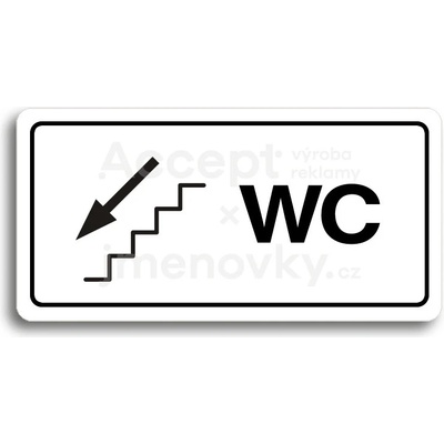 ACCEPT Piktogram WC VLEVO DOLŮ - bílá tabulka - černý tisk