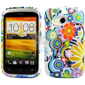 Image 1 of HTC Desire_C Blue Flora Силиконов Калъф + Протектор