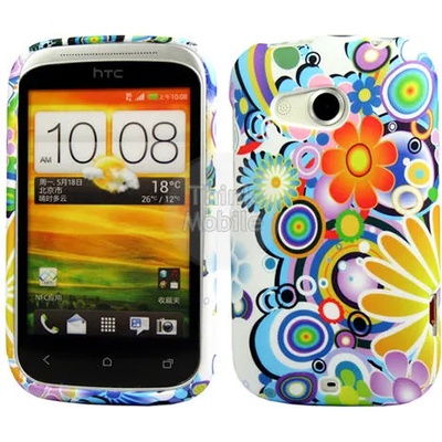 HTC Desire_C Blue Flora Силиконов Калъф + Протектор