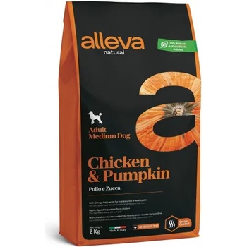 Diusapet Alleva® natural (adult medium) chicken & pumpkin - пълноценна храна за пораснали кучета, над 1 година, средни породи, Италия - 2 кг 2073