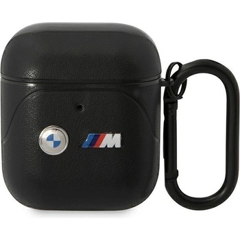 BMW Кейс BMW BMA222PVTK за AirPods 1/2, черен / черен, Leather Curved Line (BMW000616-0)