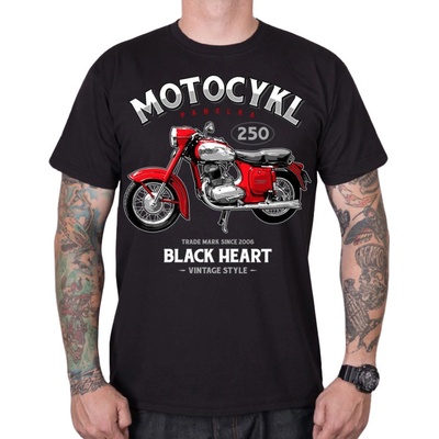 Black Heart Motocykl Panelka tričko čierne