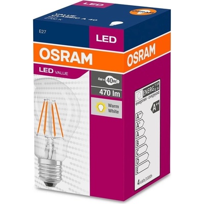 Osram LED VALUE CL A FIL 40 4W/827 E27 2700K teplá biela