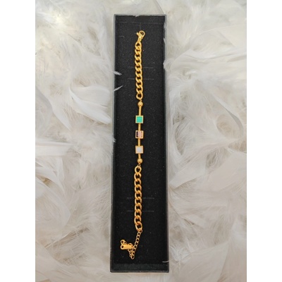 Gella 3.7NAR náramok na ruku dámsky zlatý s tromi farebnými štvorcami