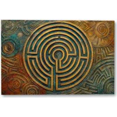 Plakát – Kruhový labyrint se spirálovými ornamenty 135 × 90 cm Bez rámu Ne Bez rámu