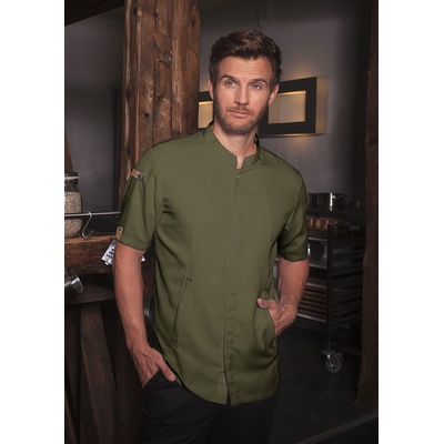 Karlowsky Лека и дишаща готварска куртка Chef Green-Generation в цвят Moss green - стилна и удобна (JM36-79)