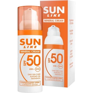 SUN LIKE , минерален слънцезащитен крем за лице, spf 50, 50 мл