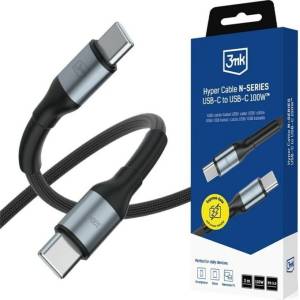 3mk Protection Кабел 3mk Hyper N-Series, от USB C(м) към USB C(м), 3m, 100W, черен