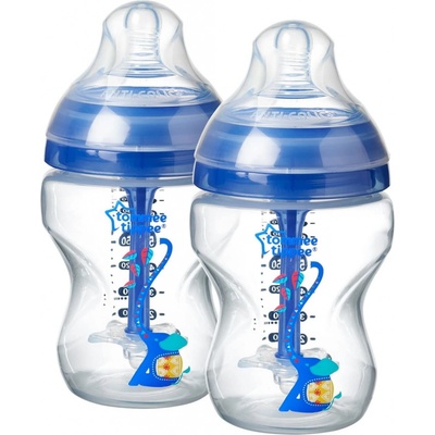 Tommee Tippee kojenecká láhev Advanced Anti Colic s obrázkem 2ks modrá 260ml