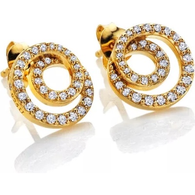 Hot Diamonds Pozlacené stříbrné náušnice HD x Golden Edit Shimmer DE856