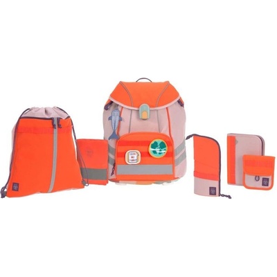 Lassig Училищна раница с аксесоари Lassig - Unique, Rose neon, 7 части (4042183422398)