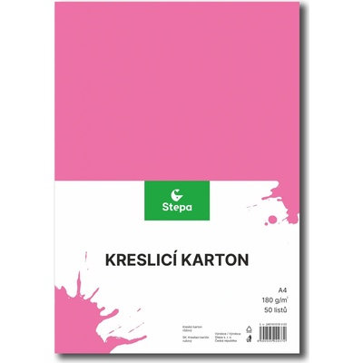 karton kreslící A4 180 g barevný 50 listů růžový