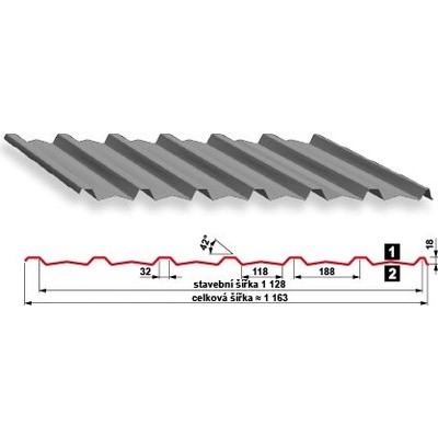 Satjam trapezový plech SAT 18 NP 0,6 mm alumat RAL 9005