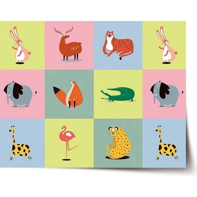 Sablio Plagát Zvieratká zo Zoo - 60x40 cm
