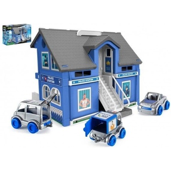 WADER Play House - Policejní stanice plast + 3ks auta + 1ks helikoptéra