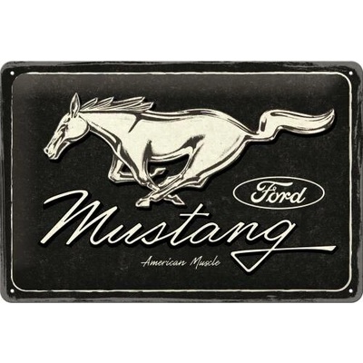 Postershop Plechová cedule: Ford Mustang (Horse Logo Black) - 30x20 cm