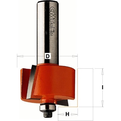 CMT Orange Tools CMT | Falcovací fréza na polodrážku 9,5-12,7–19 / stopka Ø8 mm Fréza C 935: Varianta: C935: falc 9,5×19 mm / stopka Ø8 mm / Ø31,7 mm
