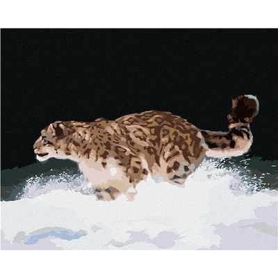 zuty Malování Podle Čísel Sněžný Leopard V Běhu Ve Sněhu D. Rusty Rust 80 x 100 Cm Plátno