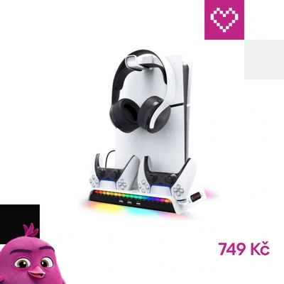 iPega P5S006 Multifunkční Nabíjecí RGB Stojan s Chlazením PS5 Slim White – Zboží Živě