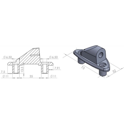 Adaptér na spätné zrkadlo PUIG ADAPTER LEFT SIDE FOR FAIRING DAYTONA 675 9572N čierny to fairing