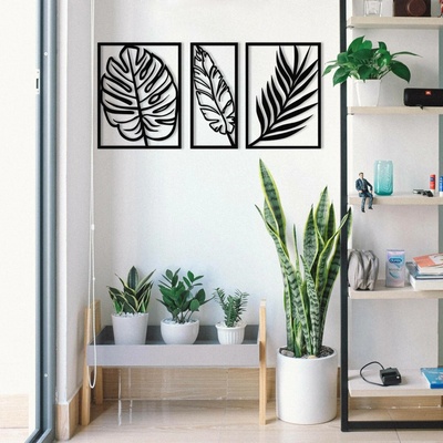 ASIR Nástěnná dekorace kov LISTY ROSTLIN 80 x 38 cm (3 kusy)