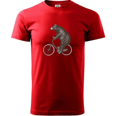 Medveď na bicykli tričko červená
